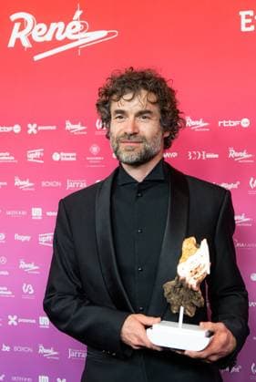 Winner of the Best Actor Award, Yannick Renier (Reflet dans un diamant mort) poses for the photographer at the 15th edition of the Rene du Cinema film awards ceremony, Saturday 07 March 2026, in Brussels. The awards are rewarded to movies of Belgian French-speaking producers.  EMILExWINDAL 166821842