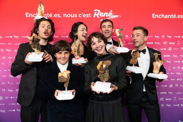 Multiple winner On vous croit team pose for the photographer at the 15th edition of the Rene du Cinema film awards ceremony, Saturday 07 March 2026, in Brussels. The awards are rewarded to movies of Belgian French-speaking producers.  EMILExWINDAL 166821859