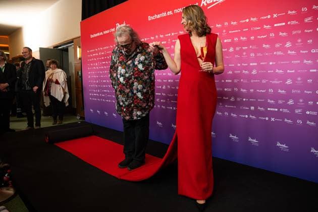 Director Jaco Van Dormael and Belgian journalist and comedian Charline Vanhoenacker pictured during the 15th edition of the Rene du Cinema film awards ceremony, Saturday 07 March 2026, in Brussels. The awards are rewarded to movies of Belgian French-speaking producers.  EMILExWINDAL 166821980