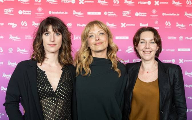 Attraction team with Laura Sepul (C) poses for the photographer before the 15th edition of the Rene du Cinema film awards ceremony, Saturday 07 March 2026, in Brussels. The awards are rewarded to movies of Belgian French-speaking producers.  EMILExWINDAL 166821990