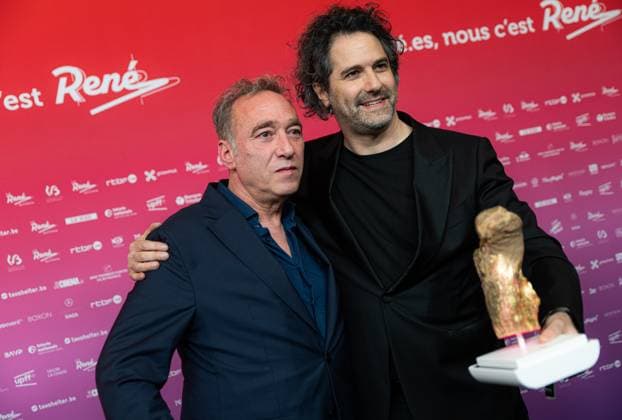 Alon Knoll and Gregory Zalcman pose for the photographer at the 15th edition of the Rene du Cinema film awards ceremony, Saturday 07 March 2026, in Brussels. The awards are rewarded to movies of Belgian French-speaking producers.  EMILExWINDAL 166823484