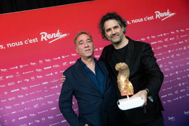 Alon Knoll and Gregory Zalcman pose for the photographer at the 15th edition of the Rene du Cinema film awards ceremony, Saturday 07 March 2026, in Brussels. The awards are rewarded to movies of Belgian French-speaking producers.  EMILExWINDAL 166823490