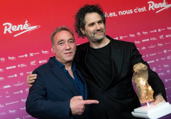 Alon Knoll and Gregory Zalcman pose for the photographer at the 15th edition of the Rene du Cinema film awards ceremony, Saturday 07 March 2026, in Brussels. The awards are rewarded to movies of Belgian French-speaking producers.  EMILExWINDAL 166823493