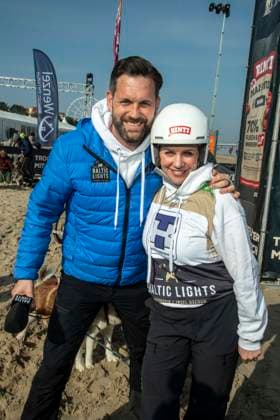 abb Matthias Killing und Gisa Zach Teilnehmer am Strand bei 10.Jahre Baltic Lights 2026 Promi Charity Schlittenhunderennen zu Gunsten der Welthungerhilfe an der Ostsee zwischen der Seebruecke Ahlbeck und der Seebruecke Heringsdorf ,Samstag 07.03.2026 in Heringsdorf MV Deutschland