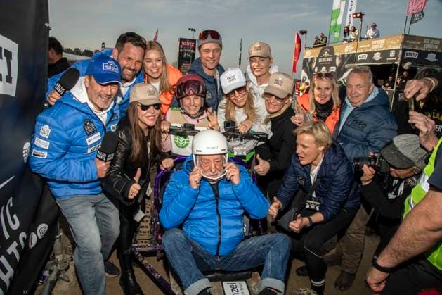 abb Till Demtroeder, Simone Thomalla, Nina Ensmann, Dieter Hallervorden, Tanja Lanäus, Janine Kunze, Seraphina Kalze, Sanna Englund und Till Backhaus Teilnehmer am Strand bei 10.Jahre Baltic Lights 2026 Promi Charity Schlittenhunderennen zu Gunsten der Welthungerhilfe an der Ostsee zwischen der Seebruecke Ahlbeck und der Seebruecke Heringsdorf ,Samstag 07.03.2026 in Heringsdorf MV Deutschland