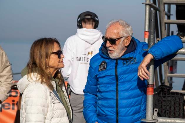 abb Christiane Zander und Dieter Hallervorden Ehepaar Teilnehmer am Strand bei 10.Jahre Baltic Lights 2026 Promi Charity Schlittenhunderennen zu Gunsten der Welthungerhilfe an der Ostsee zwischen der Seebruecke Ahlbeck und der Seebruecke Heringsdorf ,Samstag 07.03.2026 in Heringsdorf MV Deutschland