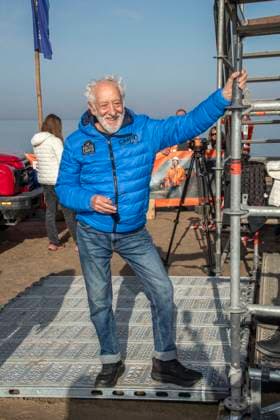 abb Christiane Zander und Dieter Hallervorden Ehepaar Teilnehmer am Strand bei 10.Jahre Baltic Lights 2026 Promi Charity Schlittenhunderennen zu Gunsten der Welthungerhilfe an der Ostsee zwischen der Seebruecke Ahlbeck und der Seebruecke Heringsdorf ,Samstag 07.03.2026 in Heringsdorf MV Deutschland