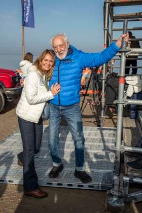 abb Christiane Zander und Dieter Hallervorden Ehepaar Teilnehmer am Strand bei 10.Jahre Baltic Lights 2026 Promi Charity Schlittenhunderennen zu Gunsten der Welthungerhilfe an der Ostsee zwischen der Seebruecke Ahlbeck und der Seebruecke Heringsdorf ,Samstag 07.03.2026 in Heringsdorf MV Deutschland