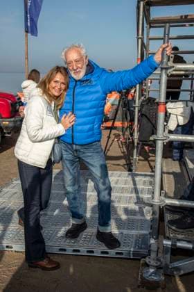 abb Christiane Zander und Dieter Hallervorden Ehepaar Teilnehmer am Strand bei 10.Jahre Baltic Lights 2026 Promi Charity Schlittenhunderennen zu Gunsten der Welthungerhilfe an der Ostsee zwischen der Seebruecke Ahlbeck und der Seebruecke Heringsdorf ,Samstag 07.03.2026 in Heringsdorf MV Deutschland
