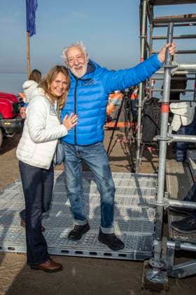 abb Christiane Zander und Dieter Hallervorden Ehepaar Teilnehmer am Strand bei 10.Jahre Baltic Lights 2026 Promi Charity Schlittenhunderennen zu Gunsten der Welthungerhilfe an der Ostsee zwischen der Seebruecke Ahlbeck und der Seebruecke Heringsdorf ,Samstag 07.03.2026 in Heringsdorf MV Deutschland