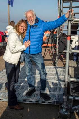 abb Christiane Zander und Dieter Hallervorden Ehepaar Teilnehmer am Strand bei 10.Jahre Baltic Lights 2026 Promi Charity Schlittenhunderennen zu Gunsten der Welthungerhilfe an der Ostsee zwischen der Seebruecke Ahlbeck und der Seebruecke Heringsdorf ,Samstag 07.03.2026 in Heringsdorf MV Deutschland