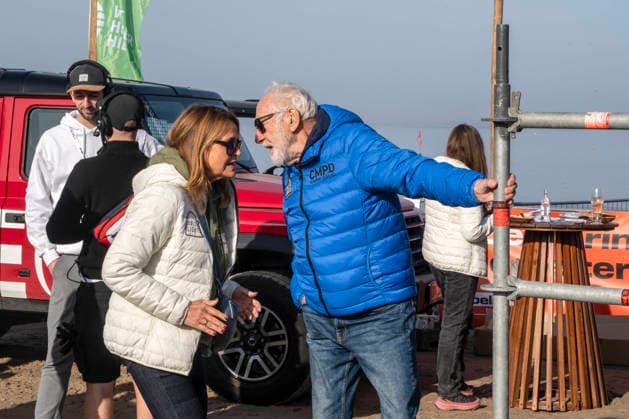 abb Christiane Zander und Dieter Hallervorden Ehepaar Teilnehmer am Strand bei 10.Jahre Baltic Lights 2026 Promi Charity Schlittenhunderennen zu Gunsten der Welthungerhilfe an der Ostsee zwischen der Seebruecke Ahlbeck und der Seebruecke Heringsdorf ,Samstag 07.03.2026 in Heringsdorf MV Deutschland