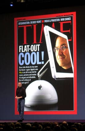 MacWorld 2002 Jan 07, 2002; San Francisco, CA, USA; Apple CEO STEVE JOBS was the keynote speaker at Macworld Conference and Expo at the Mascone Center in San Francisco Calif. Jobs introduced the new IMac Monday morning. The introduction made the cover of Time Magazine and was handed out to everyone leaving the speech. Copyright: xRosenstrauchx