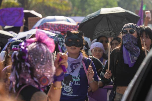 Mexico International Women™s Day Women taking part during a demonstration in Queretaro to commemorate the International Women s Day to demand equality gender and women s rights. Thousands of women around the world are joining the global International Women s Day strike. on March 8, 2026 in Queretaro, Mexico. (Photo by Jose Carrera Eyepix Group) Copyright: xJosexCarrera xEyepixxGroupx JFC_08032026_177622