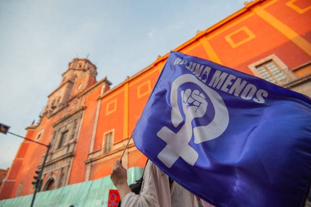 Mexico International Women™s Day A woman holds a feminist flag while taking part during a demonstration in Queretaro to commemorate the International Women s Day to demand equality gender and women s rights. Thousands of women around the world are joining the global International Women s Day strike. on March 8, 2026 in Queretaro, Mexico. (Photo by Jose Carrera Eyepix Group) Copyright: xJosexCarrera xEyepixxGroupx JFC_08032026_177648