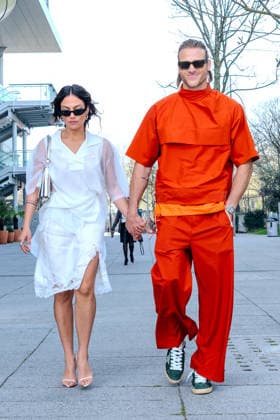 PFW - Lacoste Photocall Inanna Sarkis and Matthew Noszka attend the Lacoste Womenswear Fall Winter 2026-2027 show as part of Paris Fashion Week on March 08, 2026 at Roland Garros Stadium in Paris, France. Photo by Laurent Zabulon ABACAPRESS.COM Paris France  Copyright: xZabulonxLaurent ABACAx