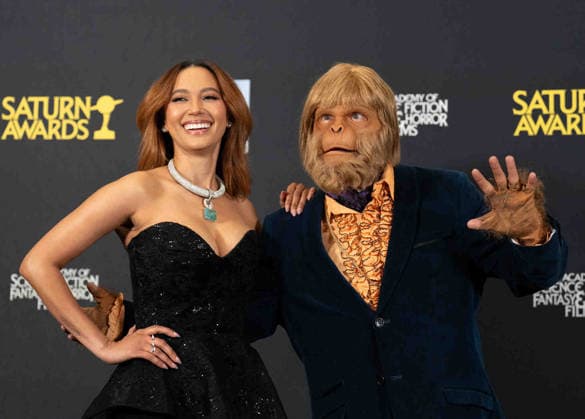 March 8, 2026, Hollywood, California, United States: Andy Allo and Dana Gould arrives on the red carpet of the 53rd Annual Saturn Awards at The Hilton Universal City Hotel in Hollywood California on Mar. 8, 2026. (Contributing Photographer, Hollywood United States - ZUMAt169 20260308_zep_t169_053 Copyright: xConnorxTerryx