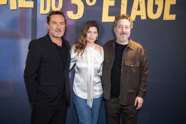 Crime Du 3eme Etage Premiere - Paris Gilles Lellouche, Laetitia Casta and Guillaume Gallienne attend the photocall for the premiere of Crime Du 3eme Etage held at the Pathe Wepler in Paris, France on March 9, 2026. Photo by David Boyer ABACAPRESS.COM Paris France  Copyright: xBoyerxDavid ABACAx
