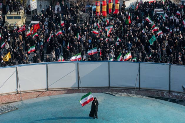 Iranians gather on Revolution Street in Tehran to show support for Mojtaba Khamenei, the new Supreme Leader of the Islamic Republic of Iran, on March 9, 2026. Mojtaba Khamenei replaces his father the last Supreme Leader, Ayatollah Ali Khamenei, who was killed after the United States and Israel launched a joint attack on Iran on February 28.  IRN2026030918 HosseinxEsmaeili