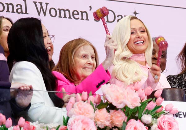 Amanda Nguyen watches Gloria Steinem and founder & CEO 11:11 Media Paris Hilton ring the closing bell at the NYSE to celebrate International Women s Day at the New York Stock Exchange on Wall Street on Monday, March 9, 2026 in New York City. The S&P 500 made a comeback from earlier losses on Monday after President Donald Trump said the war against Iran could be reaching its end.  NYP2026030309169 JOHNxANGELILLO