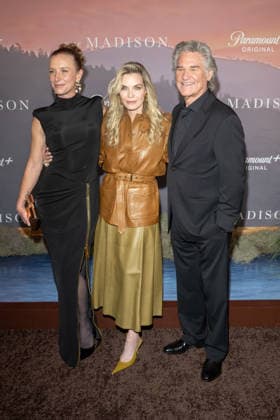 March 9, 2026, New York, United States: (L-R) Christina Voros, Michelle Pfeiffer and Kurt Russell attend Paramount+ s The Madison New York Premiere at Jazz at Lincoln Center on March 09, 2026 in New York City. New York United States  - ZUMAs197 20260309_aaa_s197_291 Copyright: xRonxAdarx