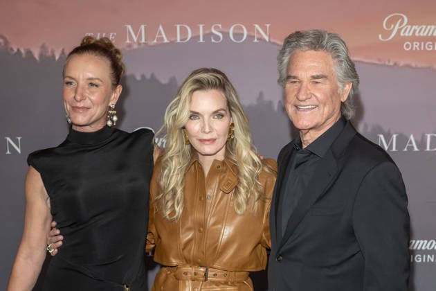 March 9, 2026, New York, United States: (L-R) Christina Voros, Michelle Pfeiffer and Kurt Russell attend Paramount+ s The Madison New York Premiere at Jazz at Lincoln Center on March 09, 2026 in New York City. New York United States  - ZUMAs197 20260309_aaa_s197_294 Copyright: xRonxAdarx