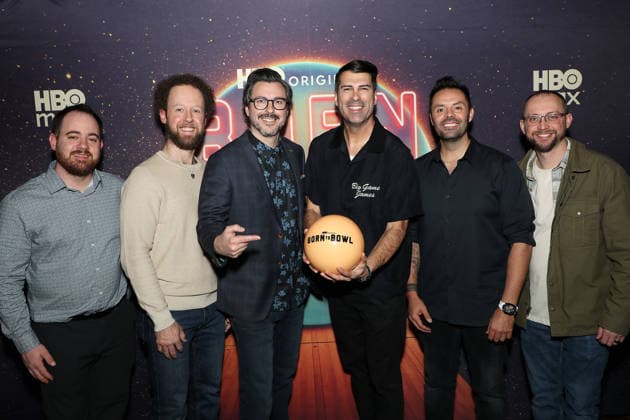 World premiere of HBO original documentary series Born To Bowl at Lucky Strike Times Square Featuring: (L-R) Anthony Simonsen, Kyle Troup, Brian Lazarte (Director), James Lee Hernandez (Director), Jason Belmonte and EJ Tackett Where: New York, New York, United States When: 09 Mar 2026 Credit: Marion Curtis StarPix for HBO INSTARimages EDITORIAL USE ONLY. NOT FOR USE BY NEWSPAPERS BASED IN THE UK. Copyright: xMarionxCurtisx xStarPixxforxHBOx instar55541972