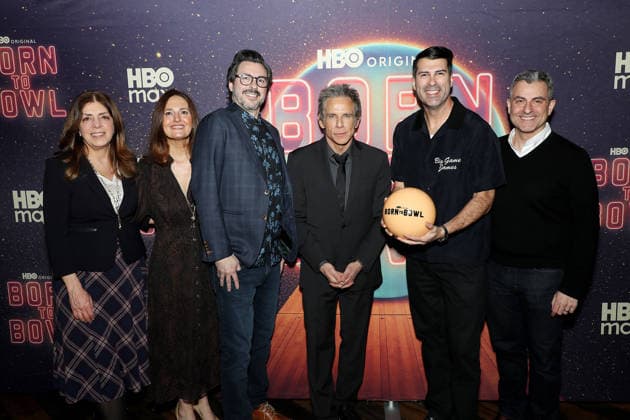 World premiere of HBO original documentary series Born To Bowl at Lucky Strike Times Square Featuring: (L-R) Nancy Abraham (Exec Producer, HBO), Bentley Weiner (Exec. Producer, Brian Lazarte (Director), Ben Stiller (Exec. Producer), James Lee Hernandez (Director) and Abtin Molta (Supervising Producer Where: New York, New York, United States When: 09 Mar 2026 Credit: Marion Curtis StarPix for HBO INSTARimages EDITORIAL USE ONLY. NOT FOR USE BY NEWSPAPERS BASED IN THE UK. Copyright: xMarionxCurtisx xStarPixxforxHBOx instar55541969