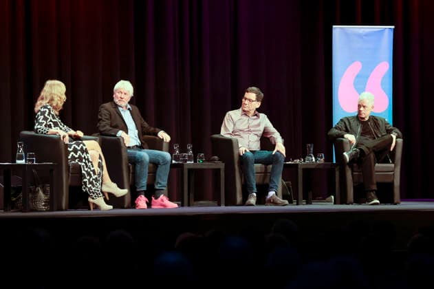 Susanne Pätzold, Jürgen Becker, Moritz Netenjakob, Michael Mittermeier bei der lit.Cologne 2026 Veranstaltung lit.Comedy im Theater am Tanzbrunnen. Köln, 09.03.2026