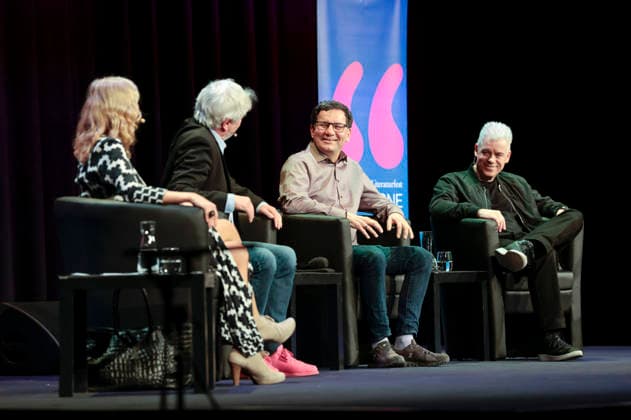 Susanne Pätzold, Jürgen Becker, Moritz Netenjakob und Michael Mittermeier bei der lit.Cologne 2026 Veranstaltung lit.Comedy im Theater am Tanzbrunnen. Köln, 09.03.2026