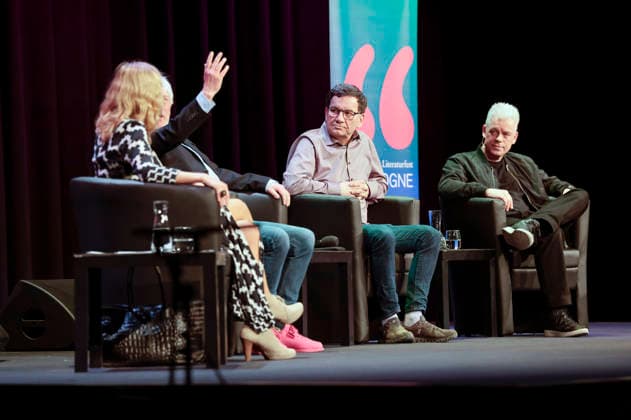 Susanne Pätzold, Jürgen Becker, Moritz Netenjakob und Michael Mittermeier bei der lit.Cologne 2026 Veranstaltung lit.Comedy im Theater am Tanzbrunnen. Köln, 09.03.2026