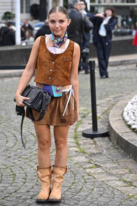 PFW Miu Miu Outside Arrivals Mia McKenna-Bruce arriving at the Miu Miu show during Fashion Week in Paris, France on March 10, 2026. Photo by Julien Reynaud APS-Medias ABACAPRESS.COM Paris France  Copyright: xReynaudxJulien APS-Medias ABACAx