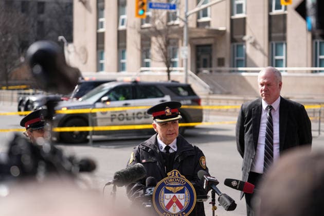 Shots fired at US Consulate in Toronto TORONTO, CANADA - MARCH 10 : Toronto Police Deputy Chief Frank Barreto addresses to media after a ‘firearm discharge’at the US Consulate in Toronto, Ontario, Canada on March 10, 2026. Toronto police, in a social media post, said there was a firearm discharge at the diplomatic mission around 5.29 am local time but said there were no injuries. Mert Alper Dervis Anadolu Ontario Canada. Editorial use only. Please get in touch for any other usage.  Copyright: x2026xAnadoluxMertxAlperxDervisx
