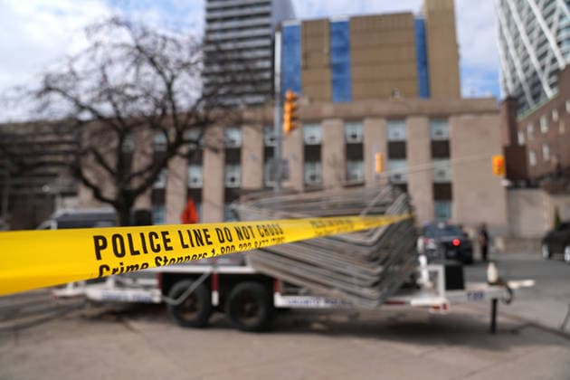 Shots fired at US Consulate in Toronto TORONTO, CANADA - MARCH 10 : A general view shows Toronto police securing the area after a ‘firearm discharge’ at the US Consulate in Toronto, Ontario, Canada on March 10, 2026. Toronto police, in a social media post, said there was a firearm discharge at the diplomatic mission around 5.29 am local time but said there were no injuries. Mert Alper Dervis Anadolu Ontario Canada. Editorial use only. Please get in touch for any other usage.  Copyright: x2026xAnadoluxMertxAlperxDervisx