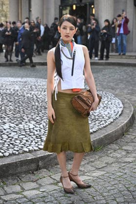 PFW Miu Miu Outside Arrivals Nicha Yontararak, aka Minnie arriving at the Miu Miu show during Fashion Week in Paris, France on March 10, 2026. Photo by Julien Reynaud APS-Medias ABACAPRESS.COM Paris France  Copyright: xReynaudxJulien APS-Medias ABACAx