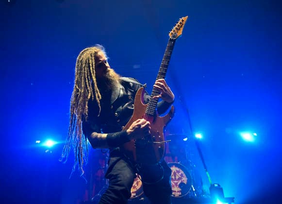 Concert of the Swedish metal band Avatar was held in Zlin, Czech Republic, on March 10, 2026. On the photo performs guitarist Jonas Kungen Jarlsby. (CTKxPhoto DaliborxGluck) CTKPhotoP2026031009880  CTKPhotoP2026031009880