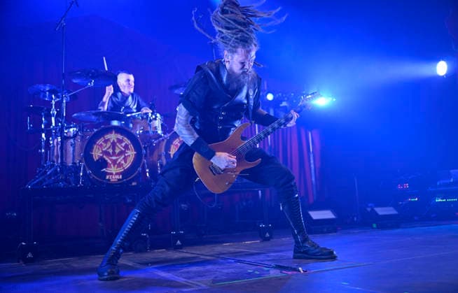 Concert of the Swedish metal band Avatar was held in Zlin, Czech Republic, on March 10, 2026. On the photo performs guitarist Jonas Kungen Jarlsby. (CTKxPhoto DaliborxGluck) CTKPhotoP2026031009863  CTKPhotoP2026031009863