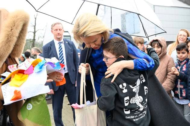 Queen Mathilde Visits Youth Care De Kering BRUSSELS, BELGIUM - MARCH 11: Queen Mathilde of Belgium pictured visiting the youth care department De Kering of non-profit Ter Loke on March 11, 2026 in Brussels, Belgium, 11 03 2026 Brussels Belgium  Copyright: xPhilipxReynaersx