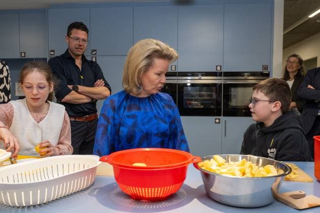 Queen Mathilde of Belgium is pictured during a royal visit to the De Kering youth support center run by the non-profit organisation Ter Loke in Malle, as part of the 11th edition of the Week van de Zorg (Care Week), on Wednesday 11 March 2026. Ter Loke is active in special youth care, family care and support for people with disabilities.  JONASxROOSENS 167129768