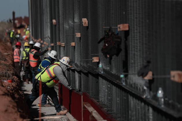 New barrier installation at US-Mexico border CIUDAD JUAREZ, MEXICO - MARCH 11: Construction continues on a new section of the border wall between Santa Teresa, New Mexico, and Ciudad Juarez, Mexico, on March 11, 2026. Workers install cement bases and steel rods as part of the ongoing project to reinforce the barrier along the international border. Christian Torres Anadolu Ciudad Juarez Mexico. Editorial use only. Please get in touch for any other usage.  Copyright: x2026xAnadoluxChristianxTorresx