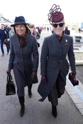 Ladies Day at Cheltenham Festival Carole Middleton and Zara Tindall attend Ladies Day at Cheltenham Festival, Cheltenham Racecourse, Cheltenham, Gloucestershire, UK, on the 11th March 2026 Picture by James Whatling Cheltenham Cheltenham Racecourse Gloucestershire United Kingdom  WHA-0810