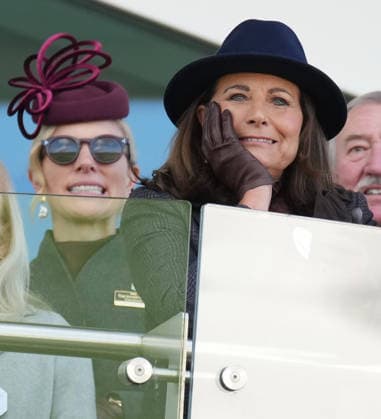 Ladies Day at Cheltenham Festival Zara Tindall and Carole Middleton attend Ladies Day at Cheltenham Festival, Cheltenham Racecourse, Cheltenham, Gloucestershire, UK, on the 11th March 2026 Picture by James Whatling Cheltenham Cheltenham Racecourse Gloucestershire United Kingdom  WHA-0810