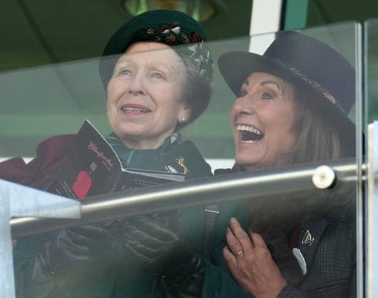Ladies Day at Cheltenham Festival Princess Anne and Carole Middleton cheer on the racing as they attend Ladies Day at Cheltenham Festival, Cheltenham Racecourse, Cheltenham, Gloucestershire, UK, on the 11th March 2026 Picture by James Whatling Cheltenham Cheltenham Racecourse Gloucestershire United Kingdom  WHA-0810