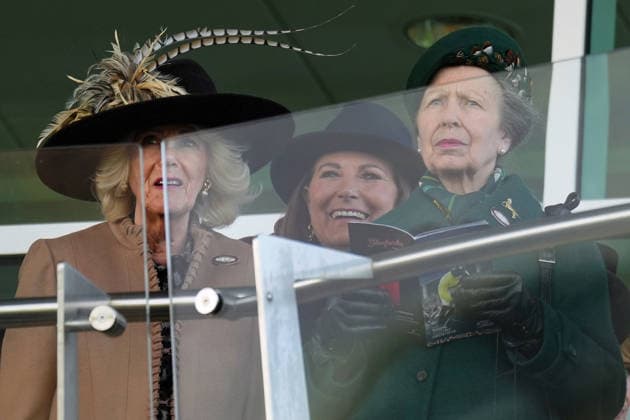 Ladies Day at Cheltenham Festival Queen Camilla, Princess Anne and Carole Middleton cheer on the racing as they attend Ladies Day at Cheltenham Festival, Cheltenham Racecourse, Cheltenham, Gloucestershire, UK, on the 11th March 2026 Picture by James Whatling Cheltenham Cheltenham Racecourse Gloucestershire United Kingdom  WHA-0810