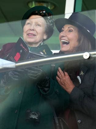Ladies Day at Cheltenham Festival Princess Anne and Carole Middleton cheer on the racing as they attend Ladies Day at Cheltenham Festival, Cheltenham Racecourse, Cheltenham, Gloucestershire, UK, on the 11th March 2026 Picture by James Whatling Cheltenham Cheltenham Racecourse Gloucestershire United Kingdom  WHA-0810