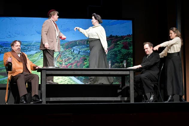 Oliver Nitsche, Gerhard Mohr, Alexa Maria Surholt, Jakob Wenig und Marie Schröder bei der Fotoprobe zum Theaterstück Bekenntnisse des Hochstaplers Felix Krull im Schlosspark Theater. Berlin, 11.03.2026