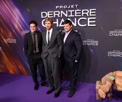 Projet Derniere Chance - Photocall Phil Lord, Ryan Gosling and Chris Miller attend the Projet Derniere Chance (Project Hail Mary) - Photocall on March 11, 2026 in Paris, France.  Copyright: xDFYx