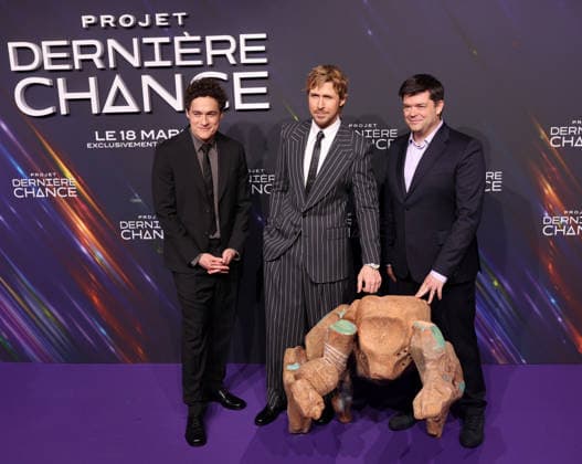Projet Derniere Chance - Photocall Phil Lord, Ryan Gosling and Chris Miller attend the Projet Derniere Chance (Project Hail Mary) - Photocall on March 11, 2026 in Paris, France.  Copyright: xDFYx