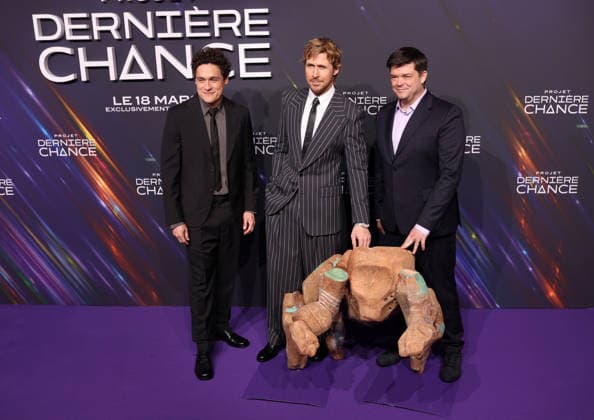 Projet Derniere Chance - Photocall Phil Lord, Ryan Gosling and Chris Miller attend the Projet Derniere Chance (Project Hail Mary) - Photocall on March 11, 2026 in Paris, France.  Copyright: xDFYx