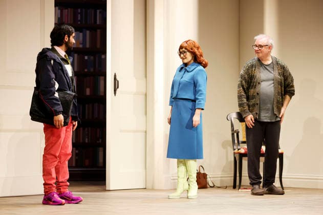 Tanju Bilir, Katharine Mehrling und Joachim Krol bei der Fotoprobe zum Theaterstück Sophia oder Das Ende der Humanisten im Renaissance-Theater. Berlin, 11.03.2026